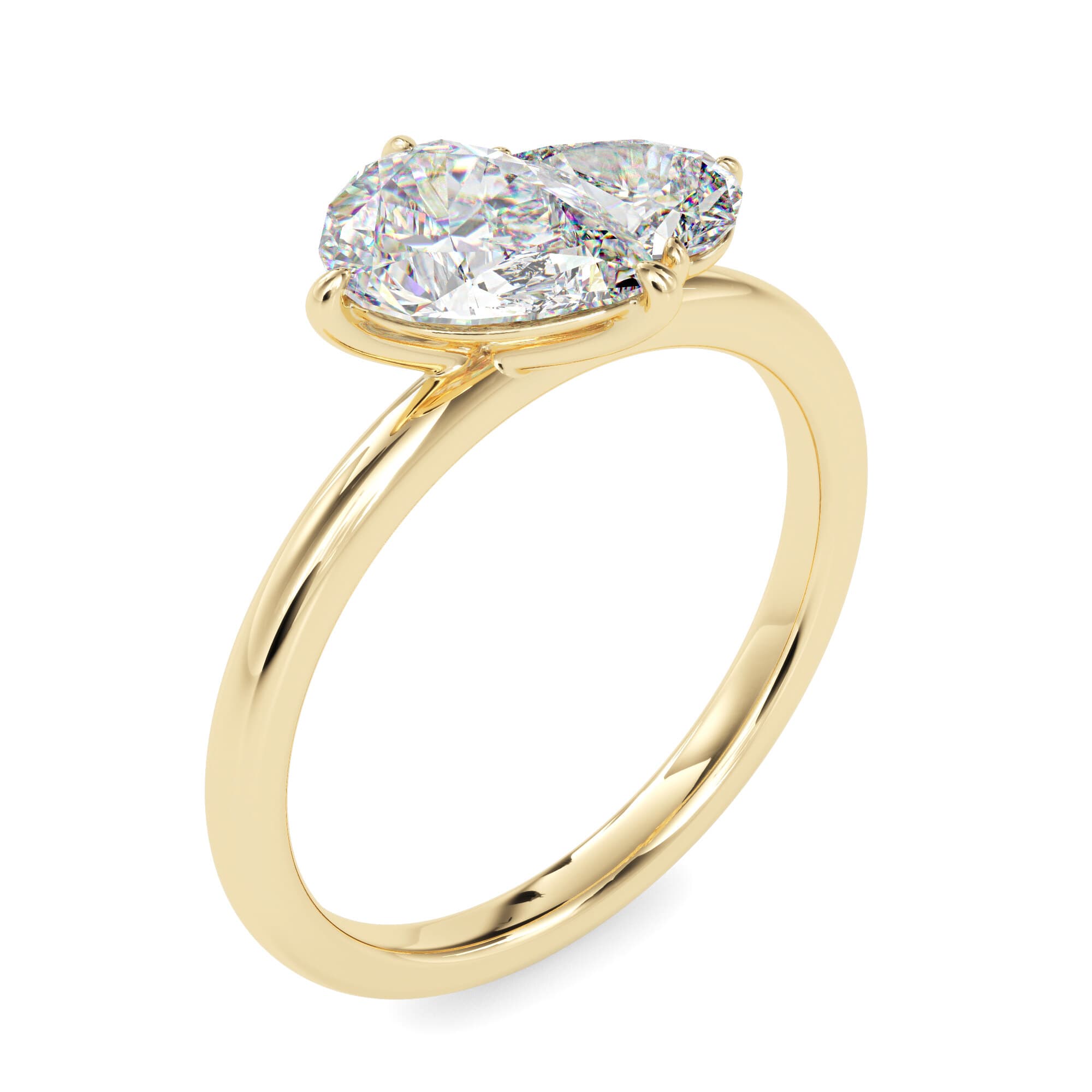 The Pear Duo Promise Ring 1.50 Carats in 14K Yellow Gold