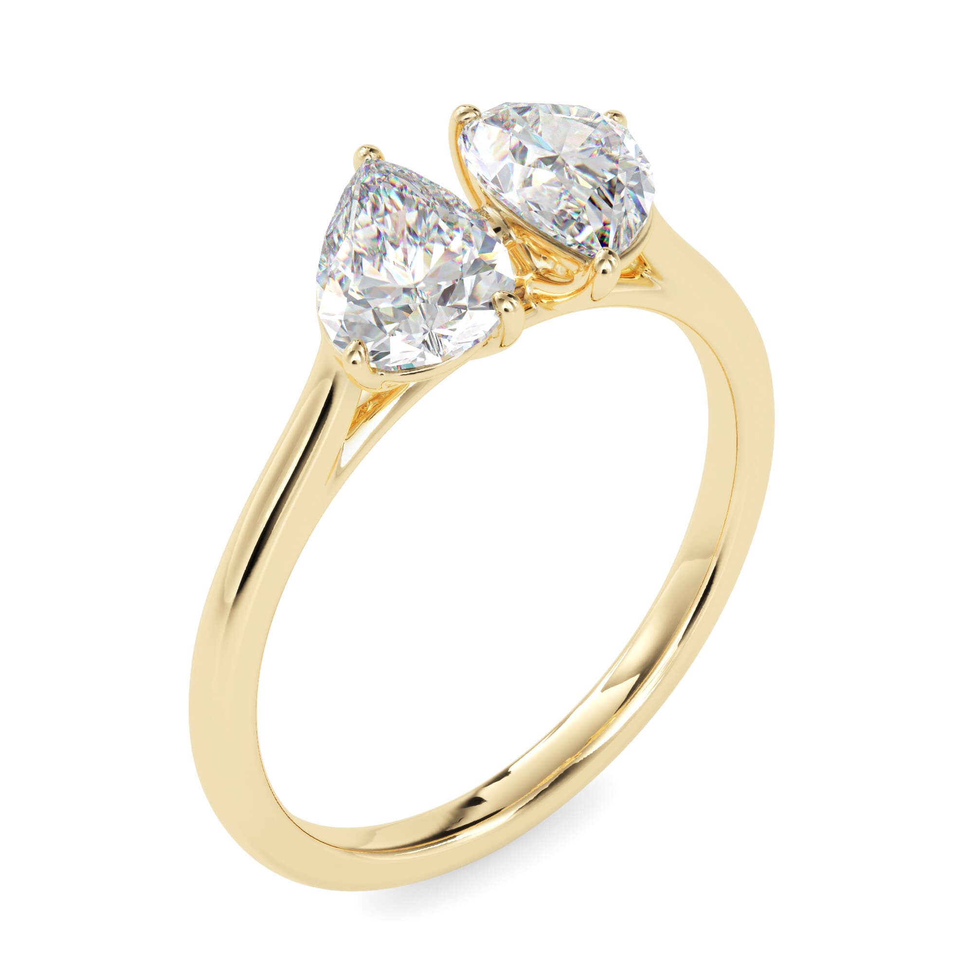 The Twin Pear Solitaire Ring 1.40 Carats in 14K Yellow Gold