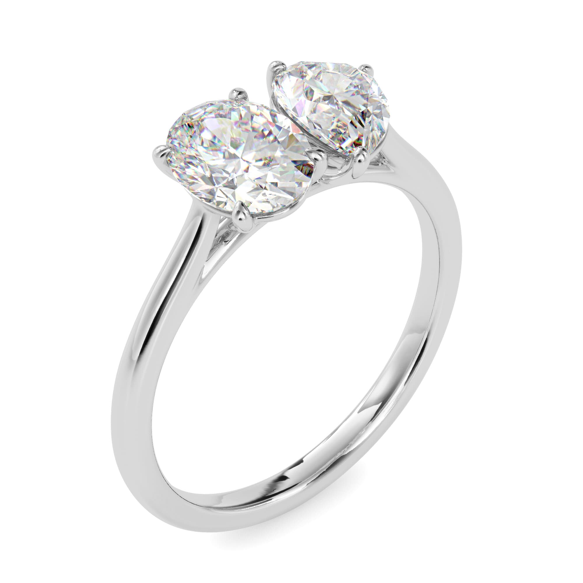 The Oval-Pear Engagement Ring 2.00 Carats in 14K White Gold