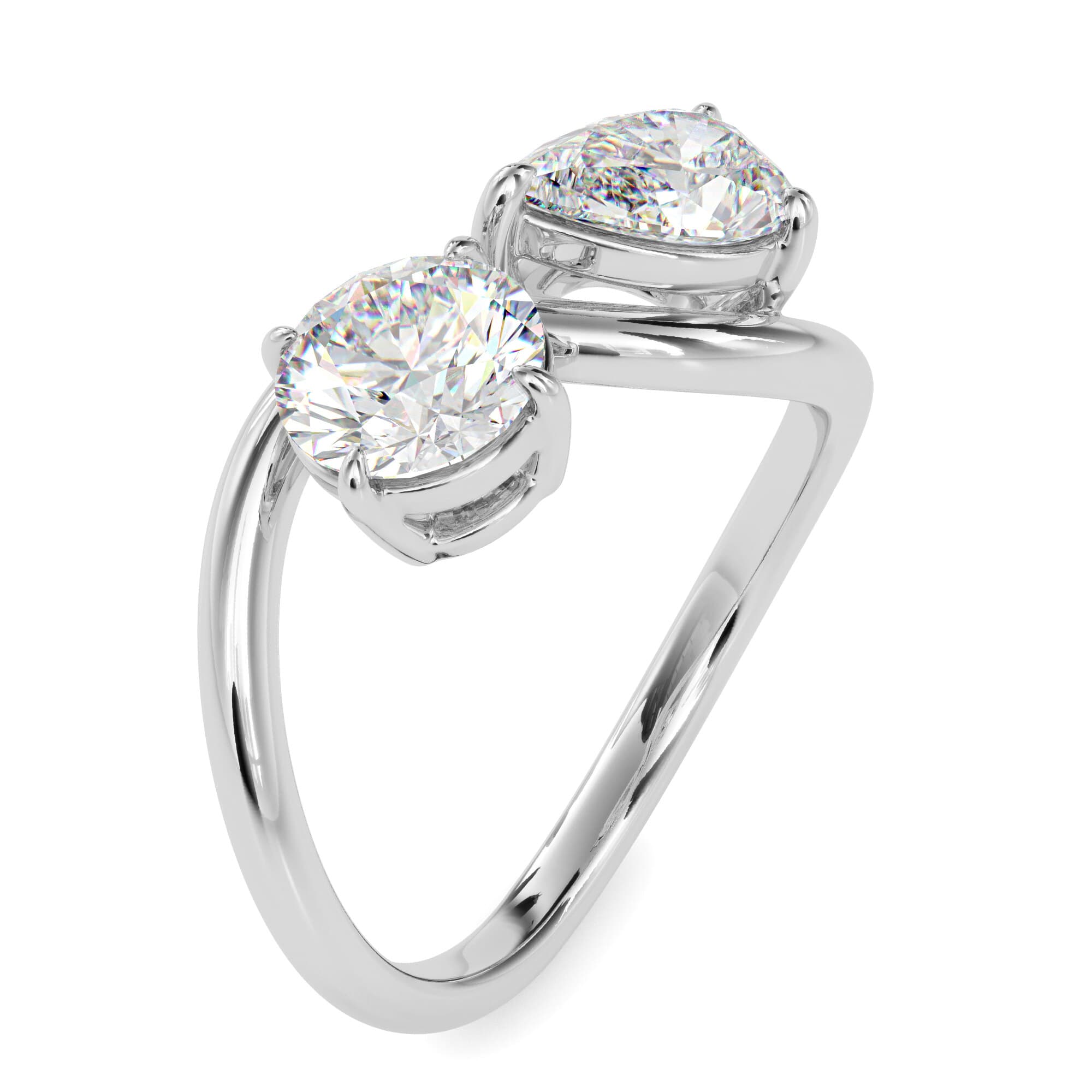 The Round-Pear Solitaire Ring 2.00 Carats in 14K White Gold