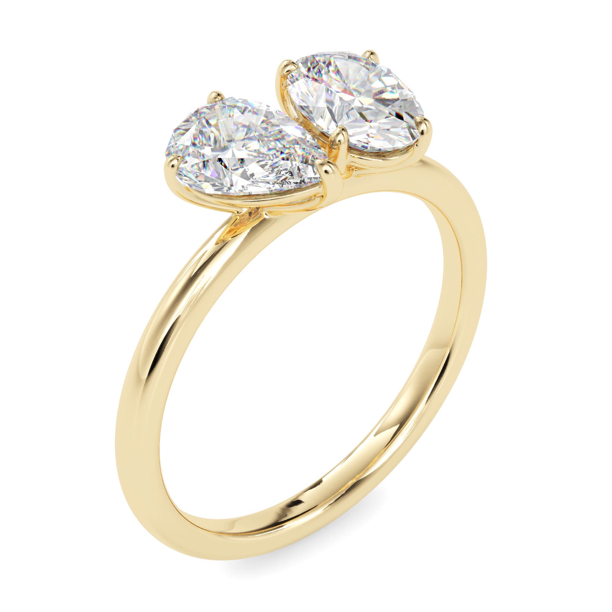 The Two Souls Pear-Oval Ring 2.00 Carats in 14K Yellow Gold