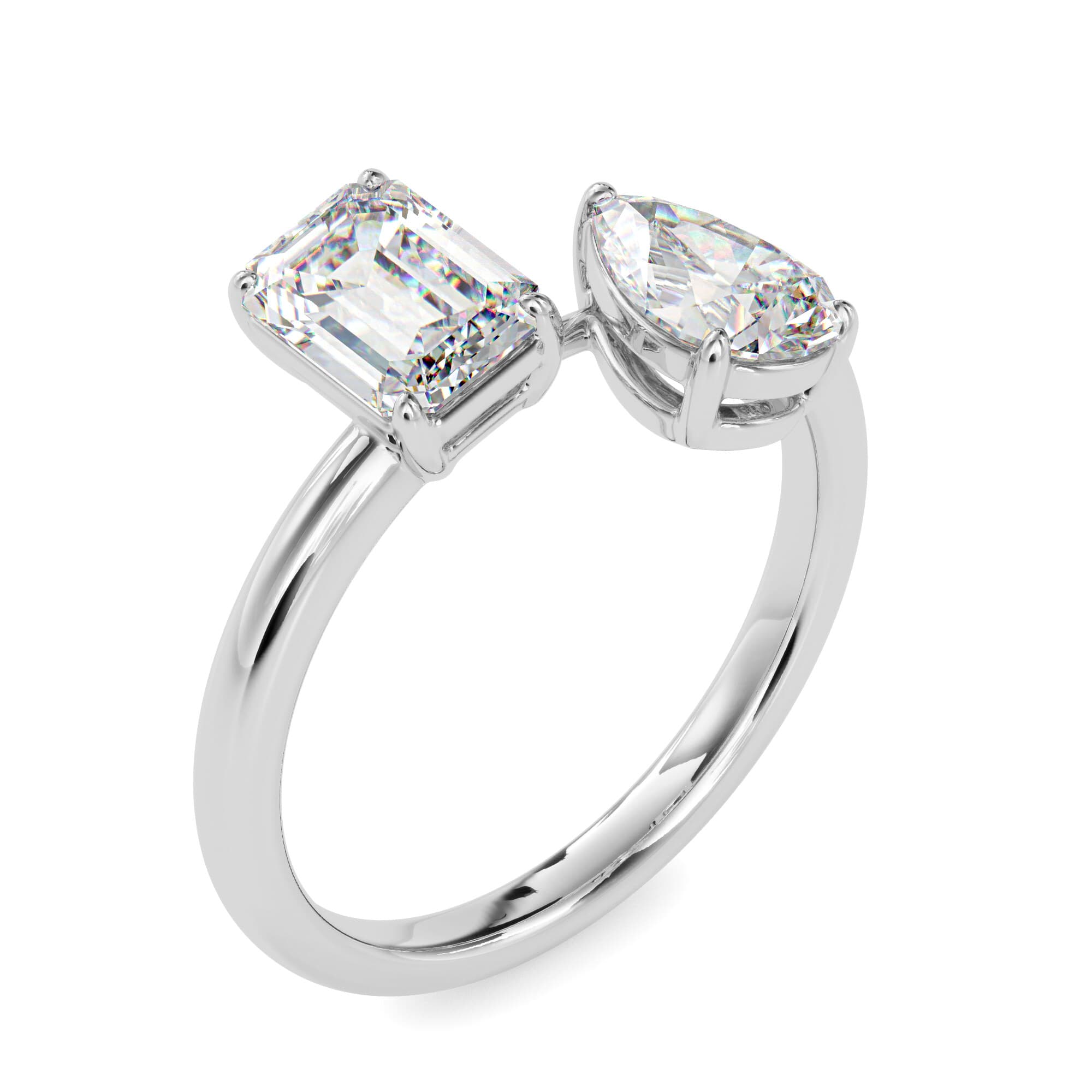 The Emerald Pear Two-Stone Ring 1.40 Carats in 14K White Gold