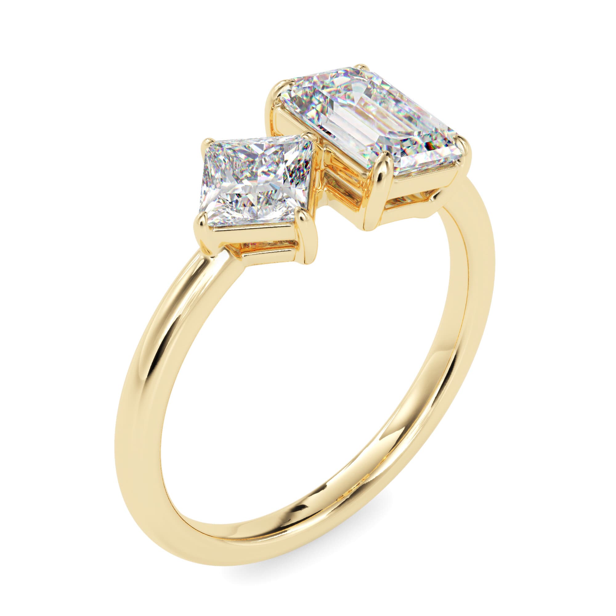 The Princess-Emerald Solitaire Ring 2.00 Carats in 9K Yellow Gold